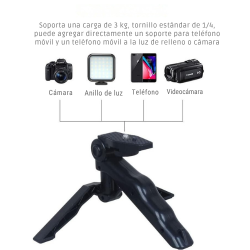 KIT DE GRABACION CON MICROFONO LINTERNA LED SOPORTE TRIPODE