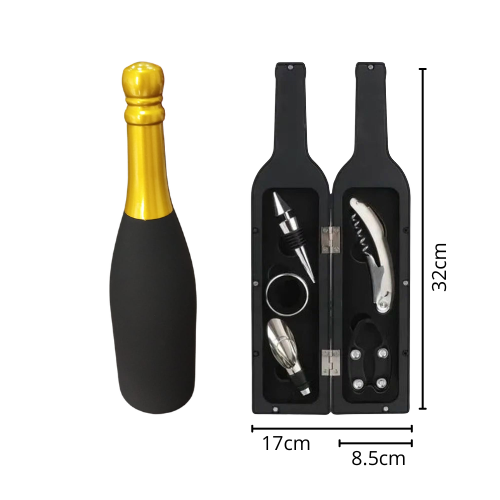 KIT ABRIDOR DE VINO EN FORMA DE BOTELLA
