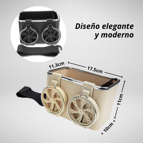 ORGANIZADOR PARA VEHÍCULO CON PORTAVASOS