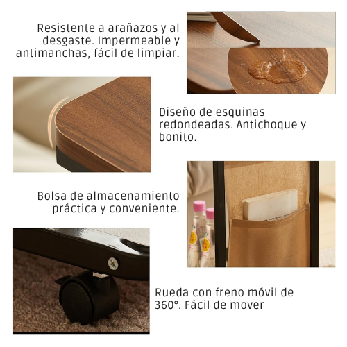 MESA AUXILIAR PEQUEÑA TIPO C CON BOLSA DE ALMACENAMIENTO