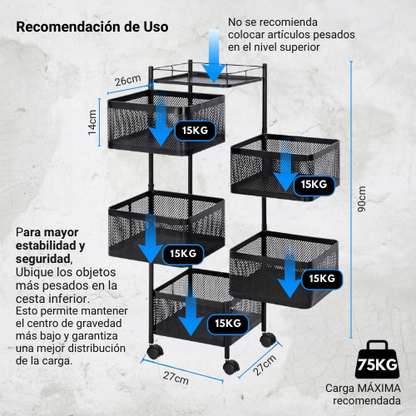 ORGANIZADOR DE 5 NIVELES GIRATORIO MULTIUSO